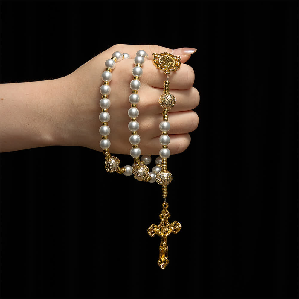 Christianartworkshop Elegant White Virgin Mary Rosary with Custom Name Letters - image 1