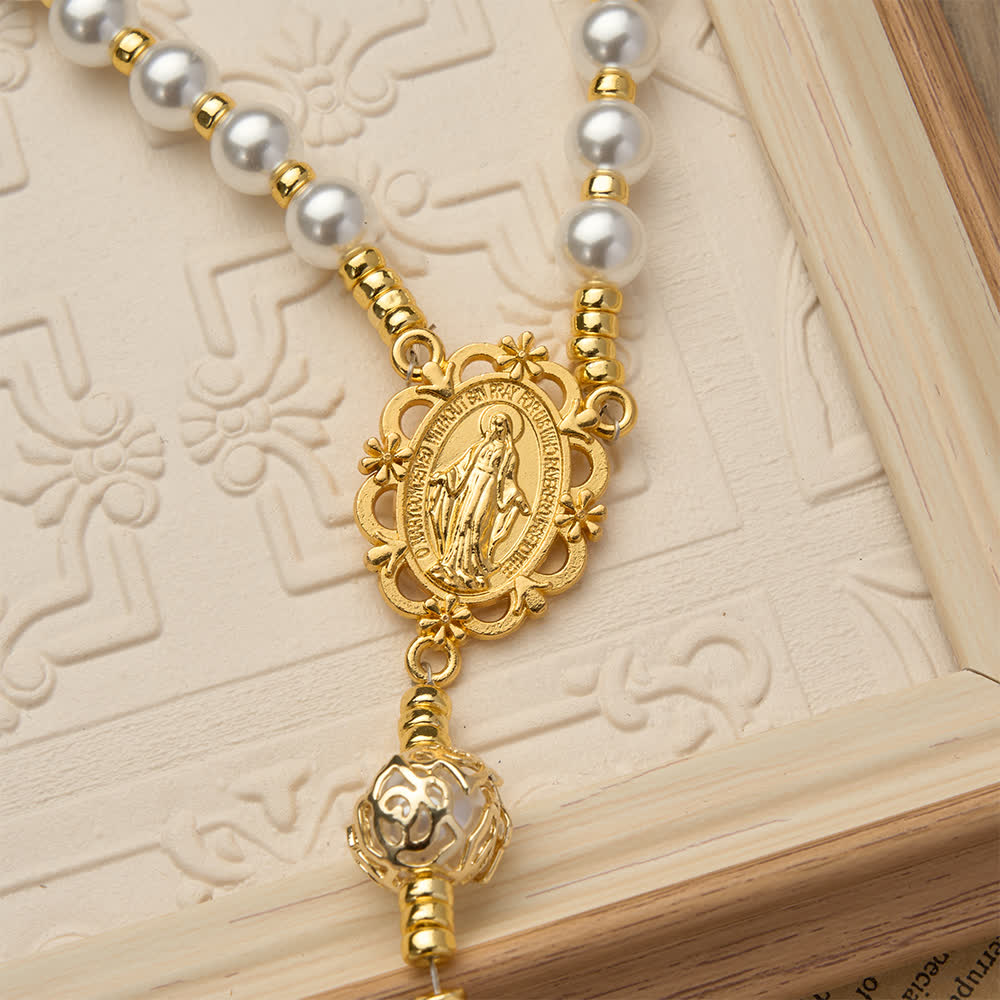 Christianartworkshop Elegant White Virgin Mary Rosary with Custom Name Letters - image 5