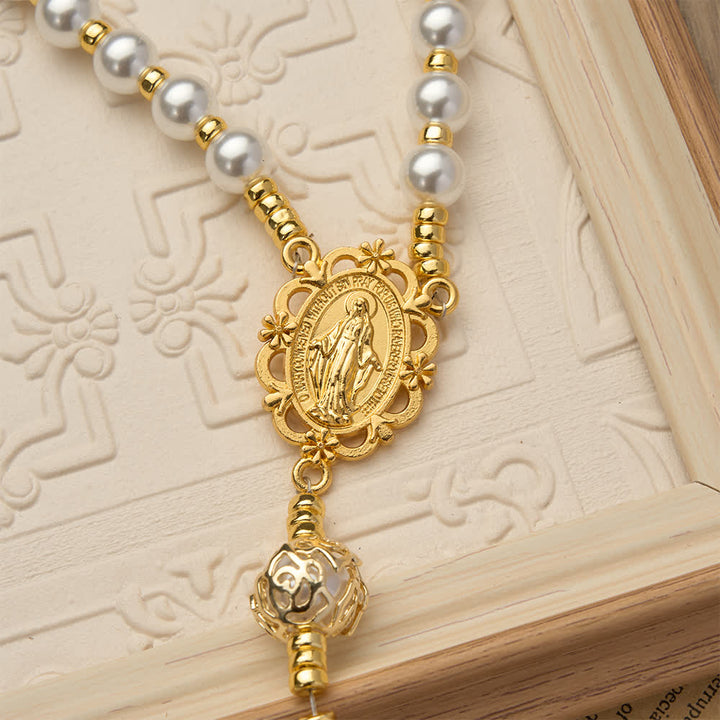 Christianartworkshop Elegant White Virgin Mary Rosary with Custom Name Letters - image 5
