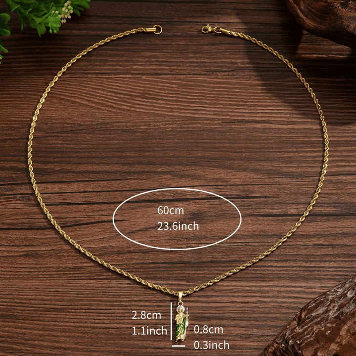 Christianartworkshop St. Jude Pendant Necklace in Four Sizes with Vibrant Green Robe: A Symbol of Hope and Divine Protection - Small - image 6