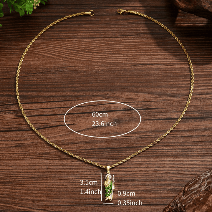Christianartworkshop St. Jude Pendant Necklace in Four Sizes with Vibrant Green Robe: A Symbol of Hope and Divine Protection - Medium - image 5