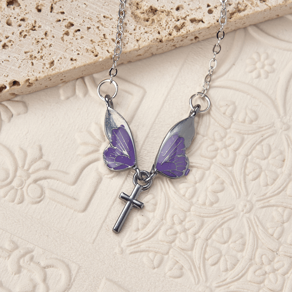 FREE Today: Whimsical Butterfly Wing Cross Pendant Necklace: A Dazzling Symbol of Divine Light and Hope - image 2