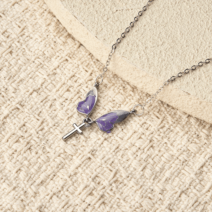 Christianartworkshop Whimsical Butterfly Wing Cross Pendant Necklace: A Dazzling Symbol of Divine Light and Hope - image 4