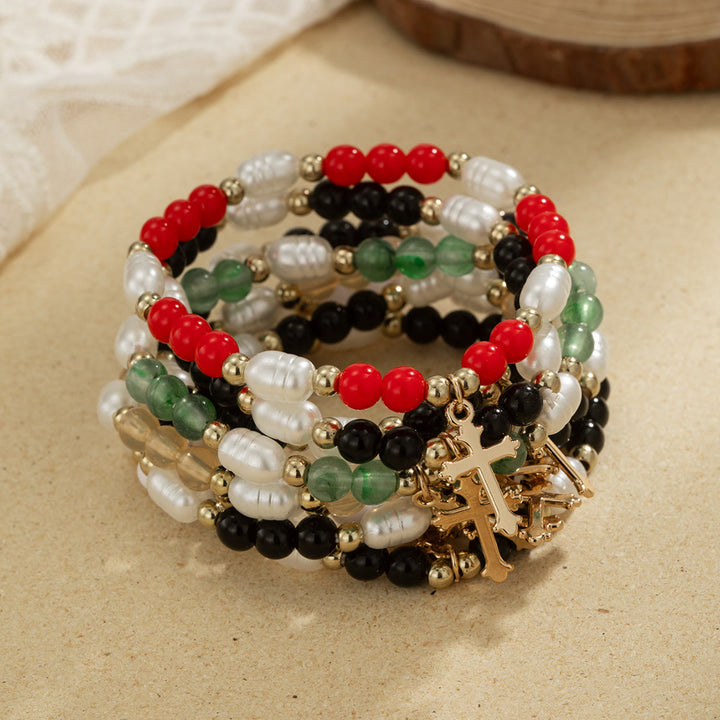 Christianartworkshop Stackable Beaded Cross Bracelet Duo: An Emblem of Steadfast Belief and Versatile Beauty - image 2