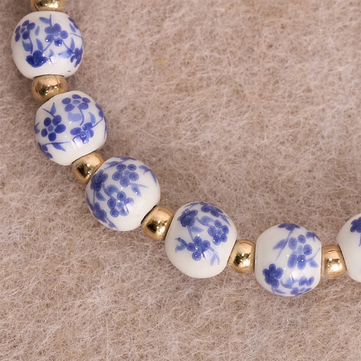 Christianartworkshop Blue/Pink Floral Ceramic Bead Bracelet with Large White Accent Bead: A Reminder of Divine Grace - image 7