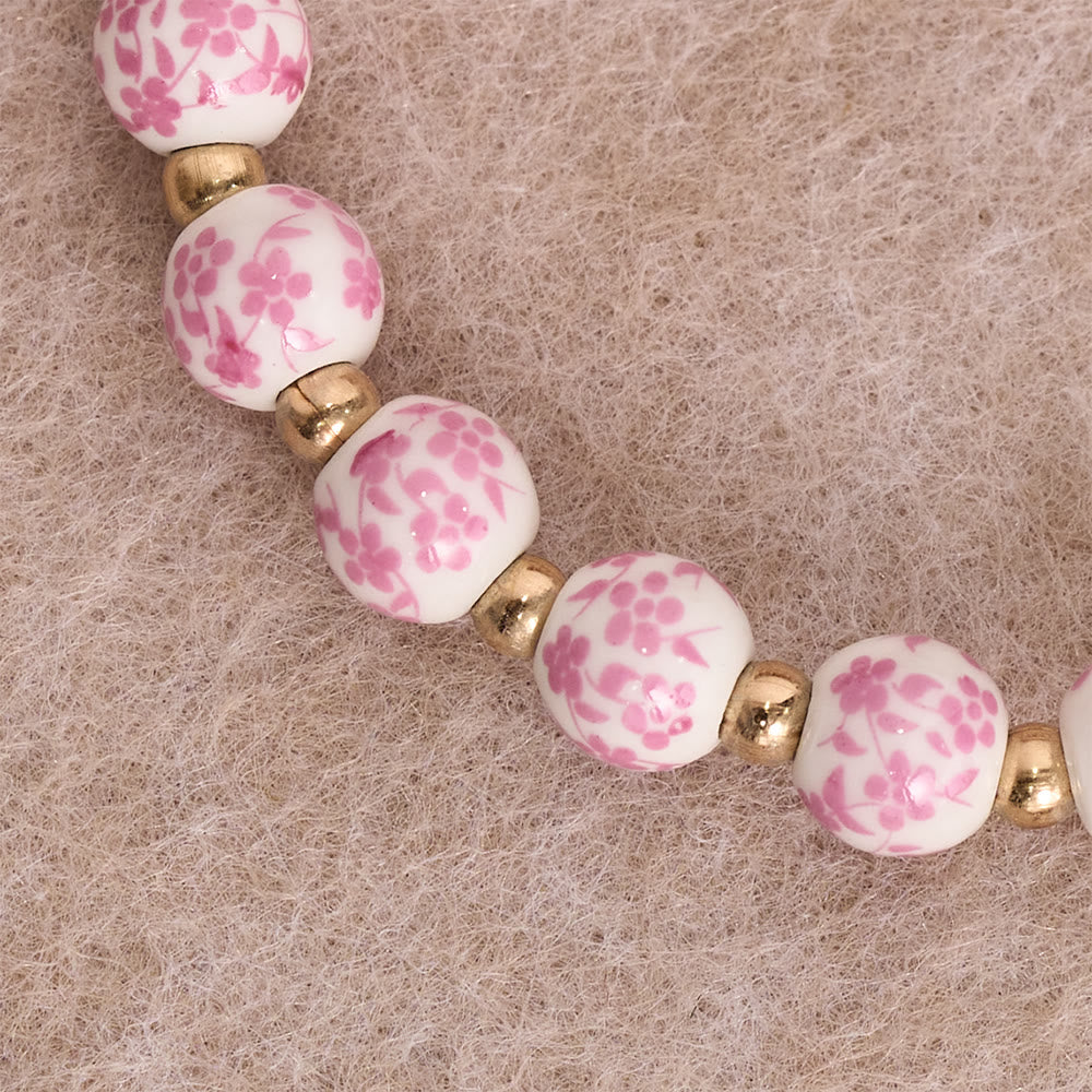 Christianartworkshop Blue/Pink Floral Ceramic Bead Bracelet with Large White Accent Bead: A Reminder of Divine Grace - image 3