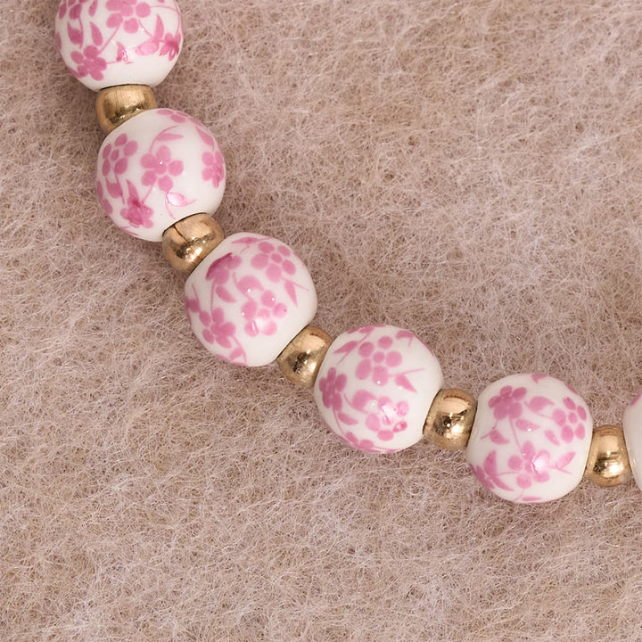 Christianartworkshop Blue/Pink Floral Ceramic Bead Bracelet with Large White Accent Bead: A Reminder of Divine Grace - image 3