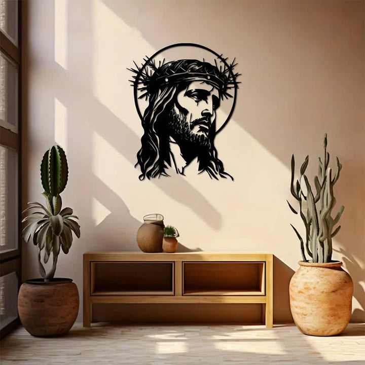 Christianartworkshop Sacred Jesus with Crown of Thorns Metal Wall Decor - image 0