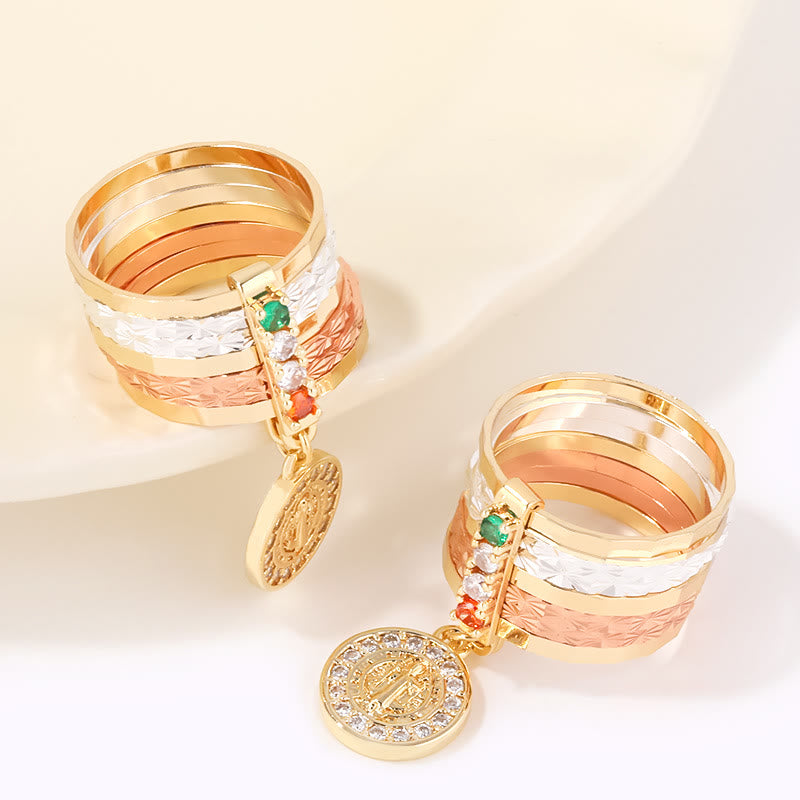 Christianartworkshop Multi-Tiered Marian Devotion Ring with Dangling Medal: A Daily Symbol of Hope and Encouragement - image 1