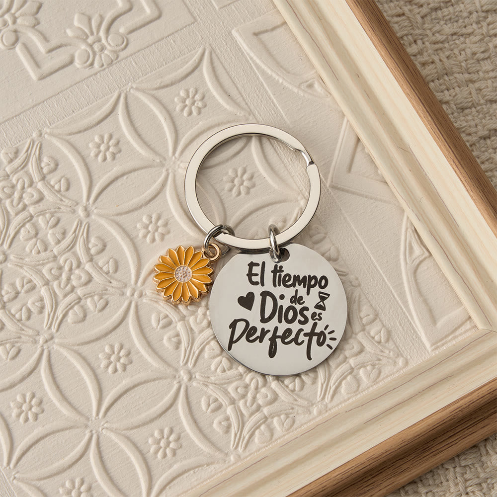 Christianartworkshop Scripture Engraved Keychain with Floral & Cross Charms: A Symbol of Faith and Divine Grace - E - image 5