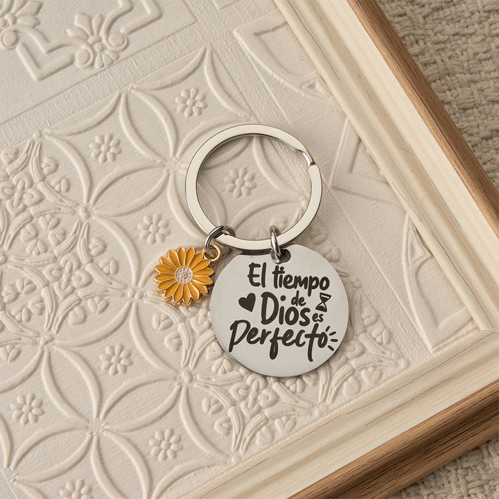 Christianartworkshop Scripture Engraved Keychain with Floral & Cross Charms: A Symbol of Faith and Divine Grace - E - image 5