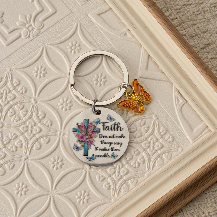 Christianartworkshop Scripture Engraved Keychain with Floral & Cross Charms: A Symbol of Faith and Divine Grace - D - image 4
