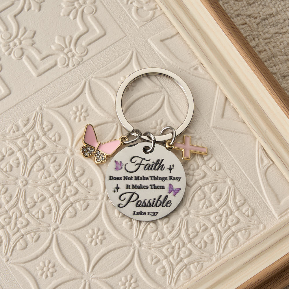 Christianartworkshop Scripture Engraved Keychain with Floral & Cross Charms: A Symbol of Faith and Divine Grace - C - image 3