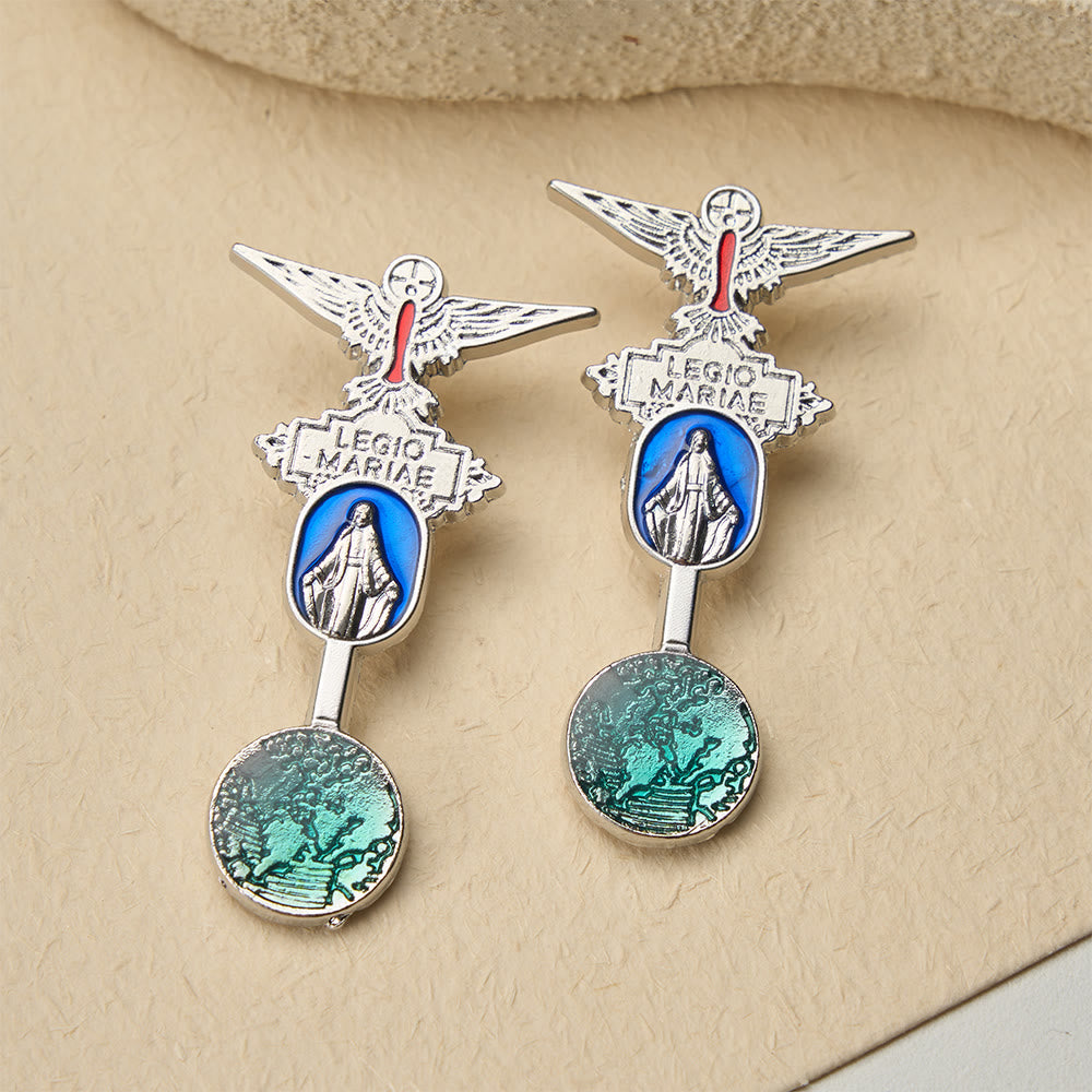 Christianartworkshop Legio Mariae Enamel Brooch with Holy Spirit Dove & Marian Medal: A Symbol of Marian Devotion - LEGIO MARIAE(Only 1 pcs) - image 0