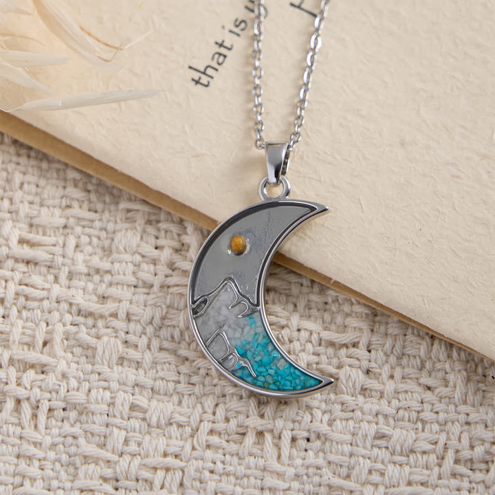 FREE Today: Mustard Seed Crescent Moon & Cross Necklace: Turquoise Inlay & Silver-Tone Design - image 5