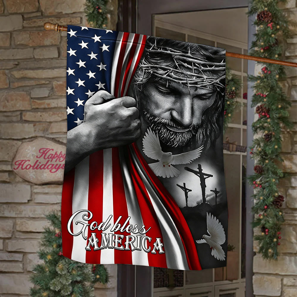 Christianartworkshop God Bless America Jesus & Flag Garden Flag: A Token of Faith & Patriotism - image 2