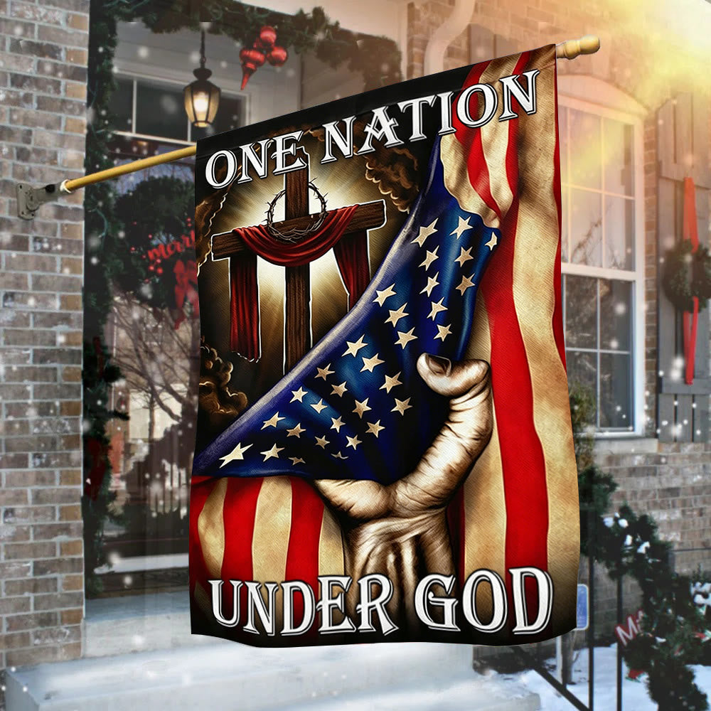 Christianartworkshop One Nation Under God Cross & American Flag Garden Flag: A Token of Faith & Patriotism - image 1
