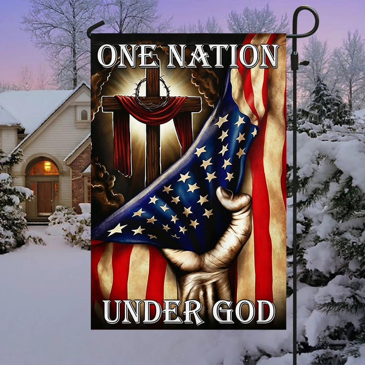 Christianartworkshop One Nation Under God Cross & American Flag Garden Flag: A Token of Faith & Patriotism - image 2