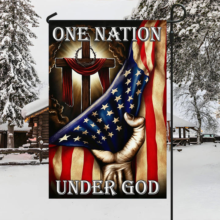 Christianartworkshop One Nation Under God Cross & American Flag Garden Flag: A Token of Faith & Patriotism - image 3