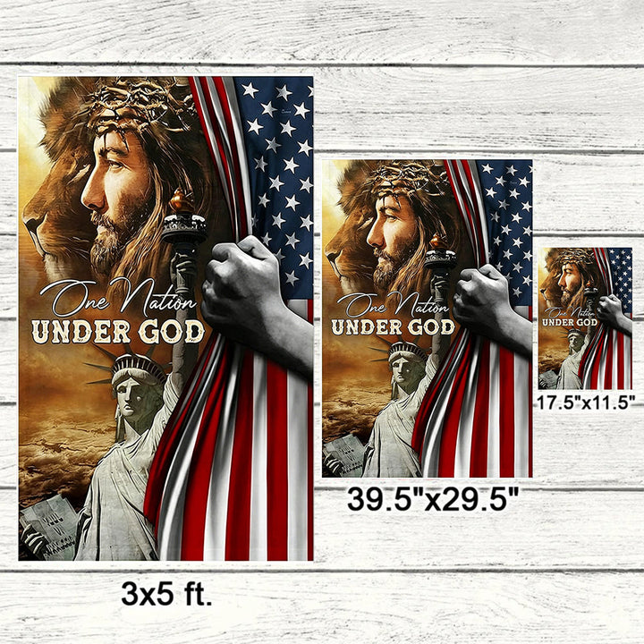 Christianartworkshop One Nation Under God Jesus Lion Liberty Garden Flag: A Token of Faith & Patriotism - image 5