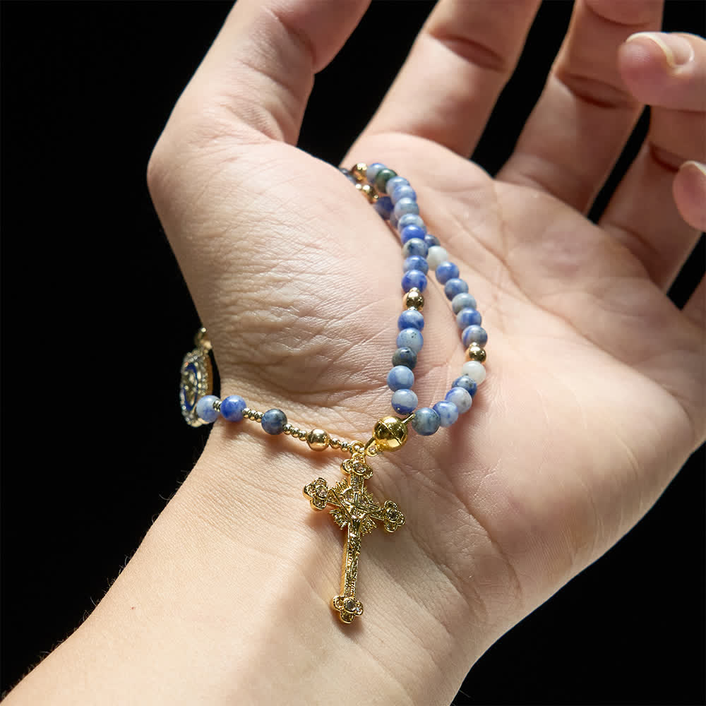Christianartworkshop Magnetic Strawberry Agate Rosary Bracelet: Emblem of Divine Grace & Purity - image 9