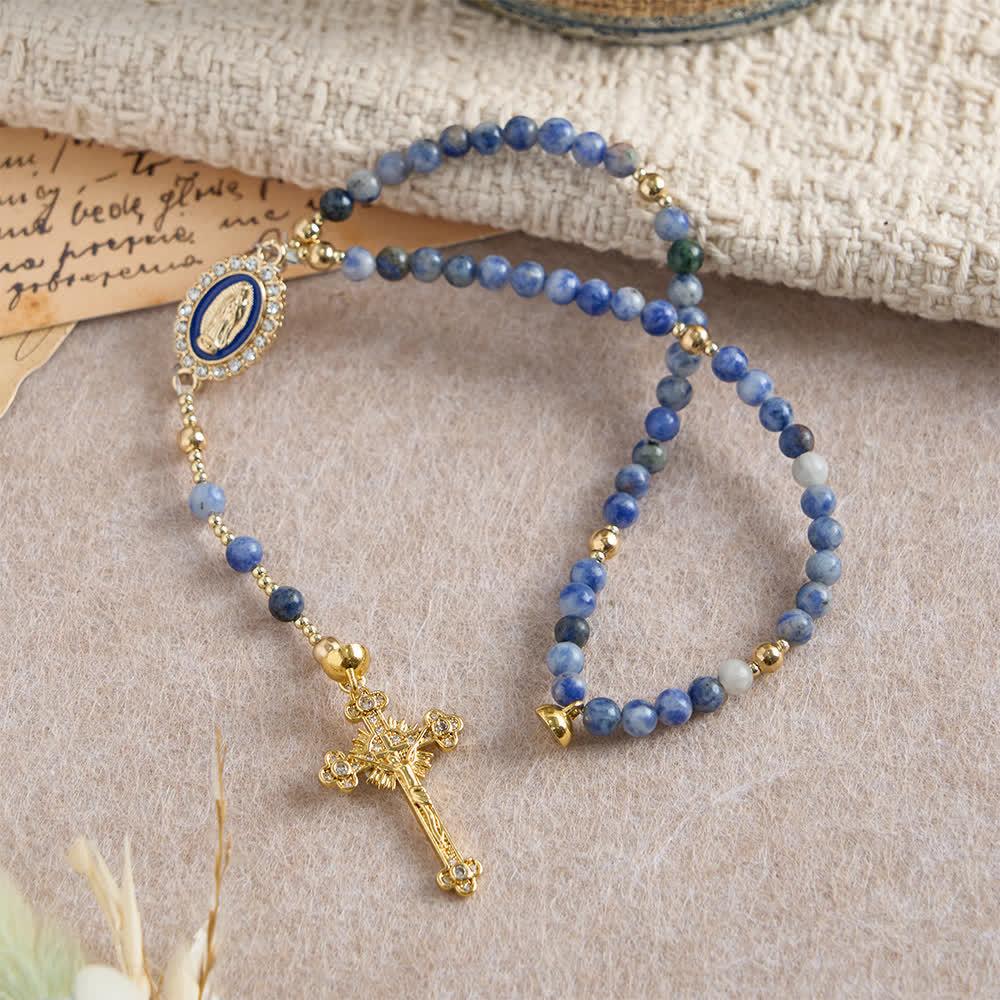 Christianartworkshop Magnetic Strawberry Agate Rosary Bracelet: Emblem of Divine Grace & Purity - image 12