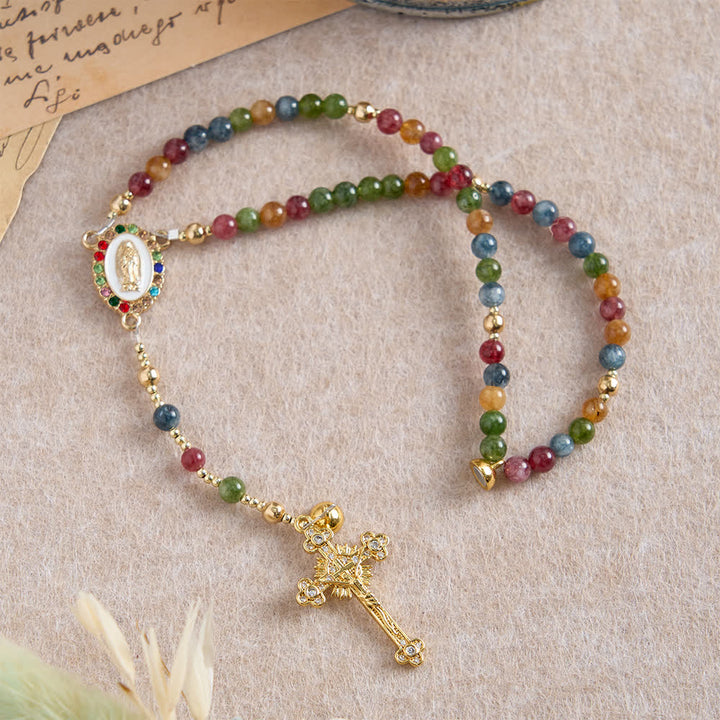 Christianartworkshop Magnetic Strawberry Agate Rosary Bracelet: Emblem of Divine Grace & Purity - image 21