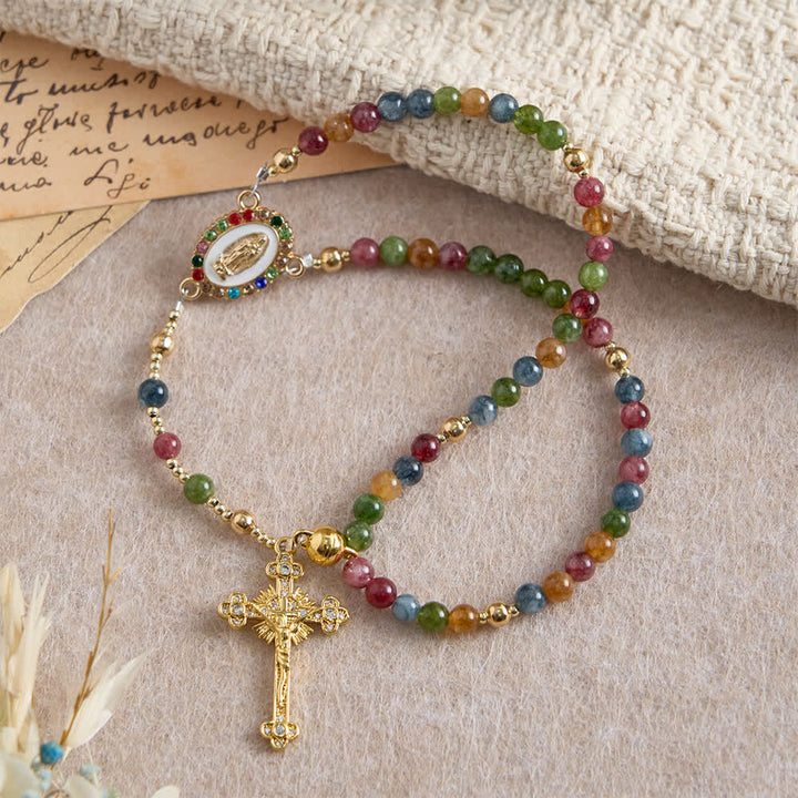 Christianartworkshop Magnetic Strawberry Agate Rosary Bracelet: Emblem of Divine Grace & Purity - image 20