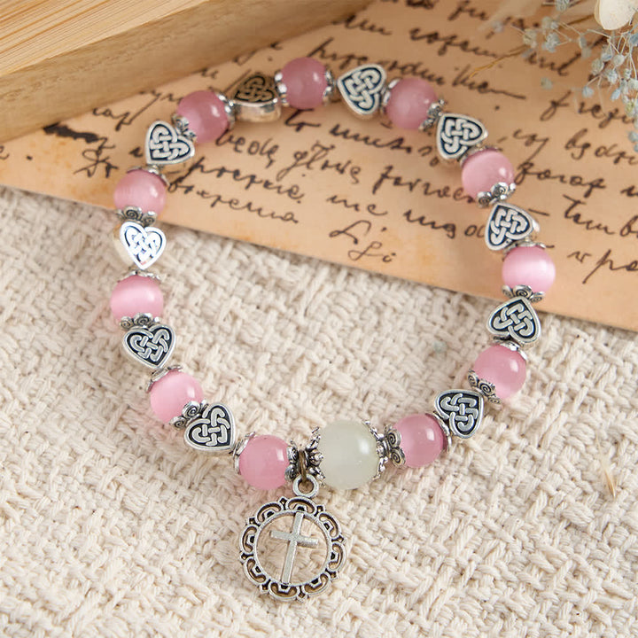 FREE Today: Celtic Knot Cat’s Eye Bracelet: Gentle Companion of Daily Grace - Pink (Wrist Circumference: 6.3"/16cm) - image 8