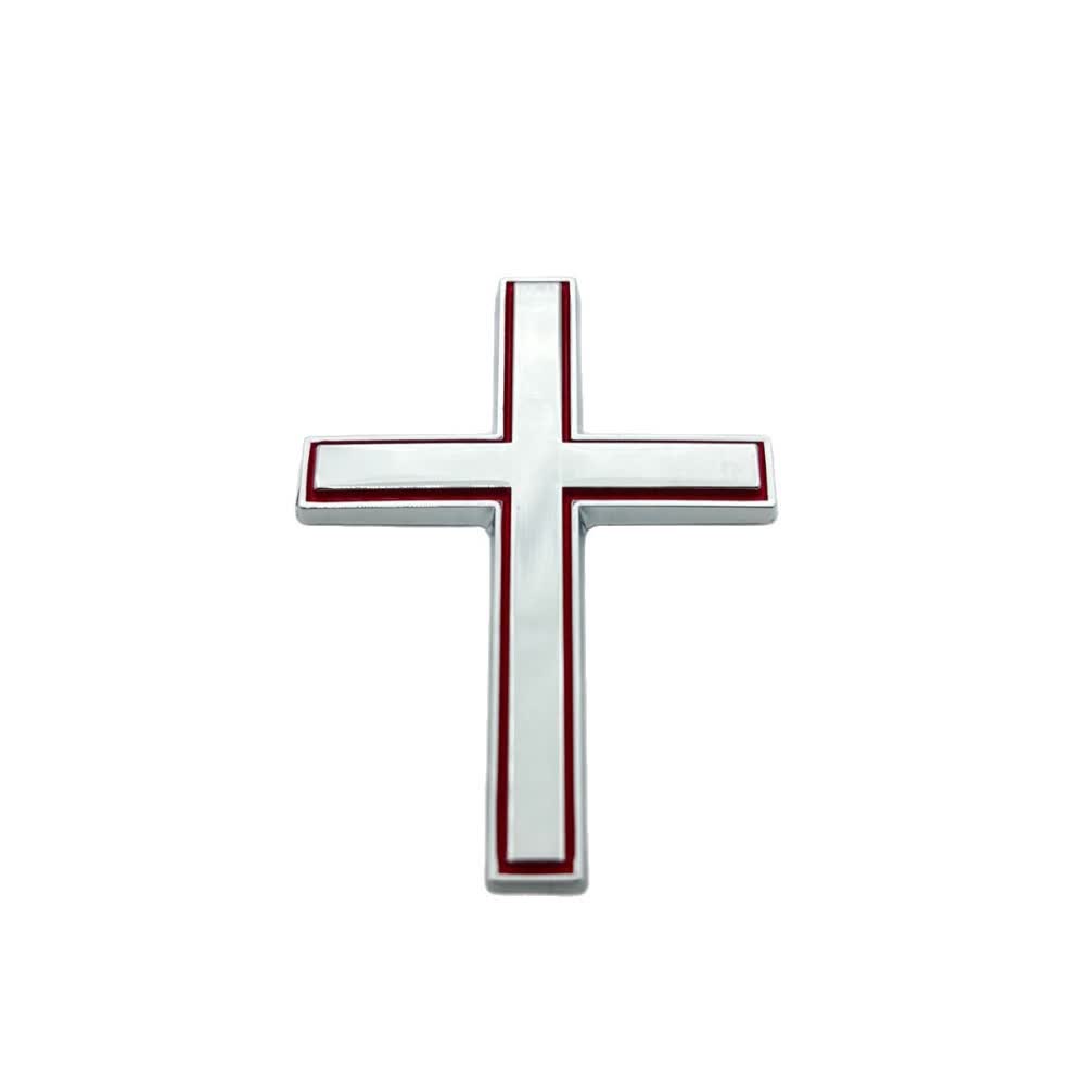 Christianartworkshop Durable Metal Cross Car Decal: Remind of His Quiet Guidance on the Road - Silver Red (Set of 4) - image 21