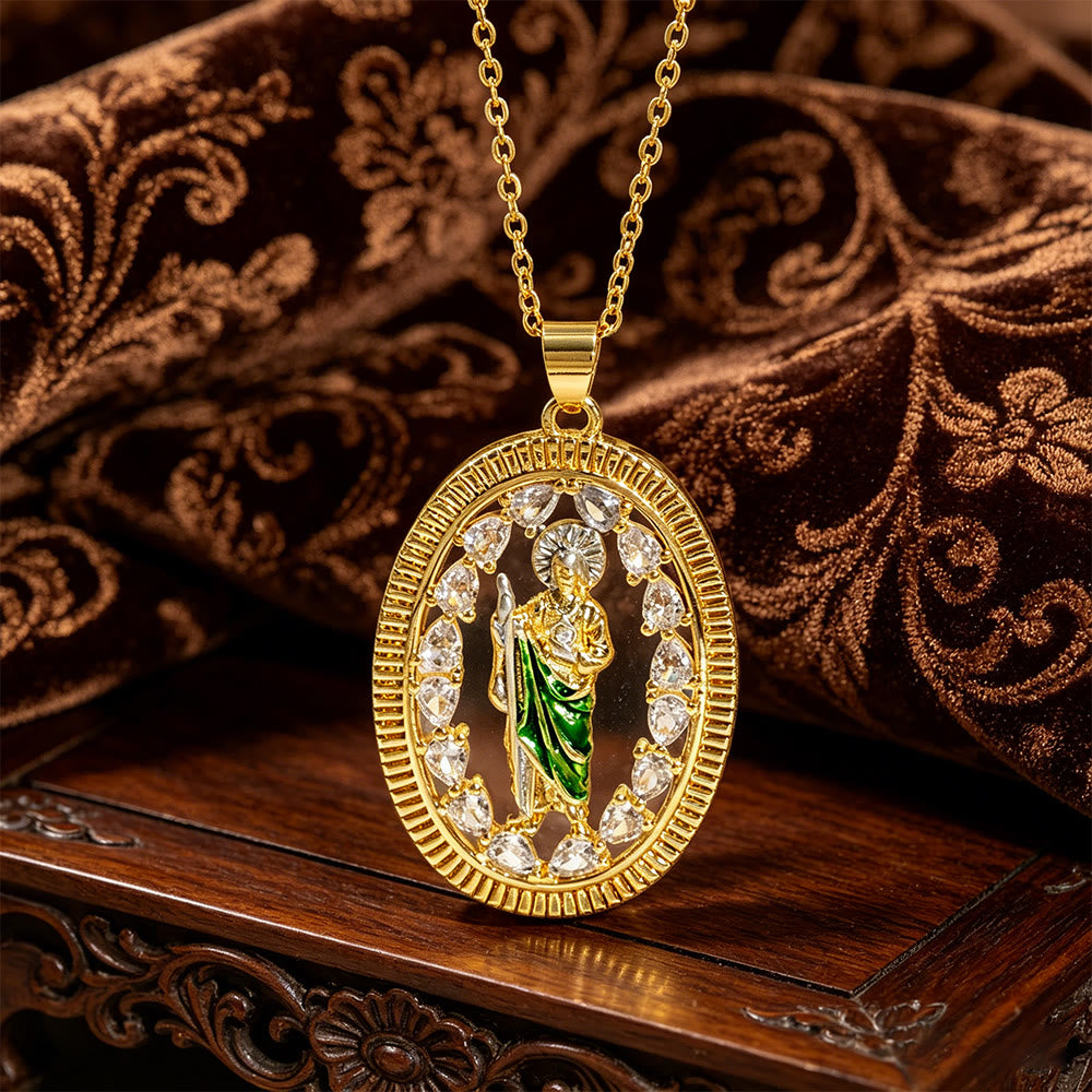 FREE Today: St. Jude Enamel Pendant Necklace with Zircon Halo: A Symbol of Hope and Divine Protection - image 6