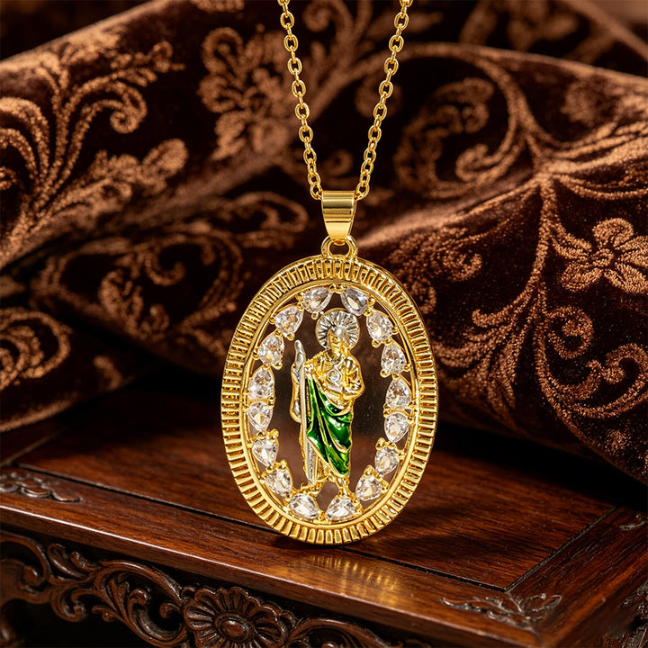 FREE Today: St. Jude Enamel Pendant Necklace with Zircon Halo: A Symbol of Hope and Divine Protection - image 6