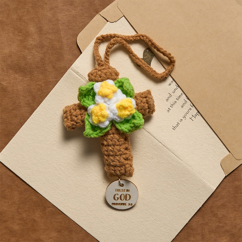FREE Today: Crocheted Cross Car Charm with Inspirational Bible Verse Discs: A Reminder of Divine Grace - image 3