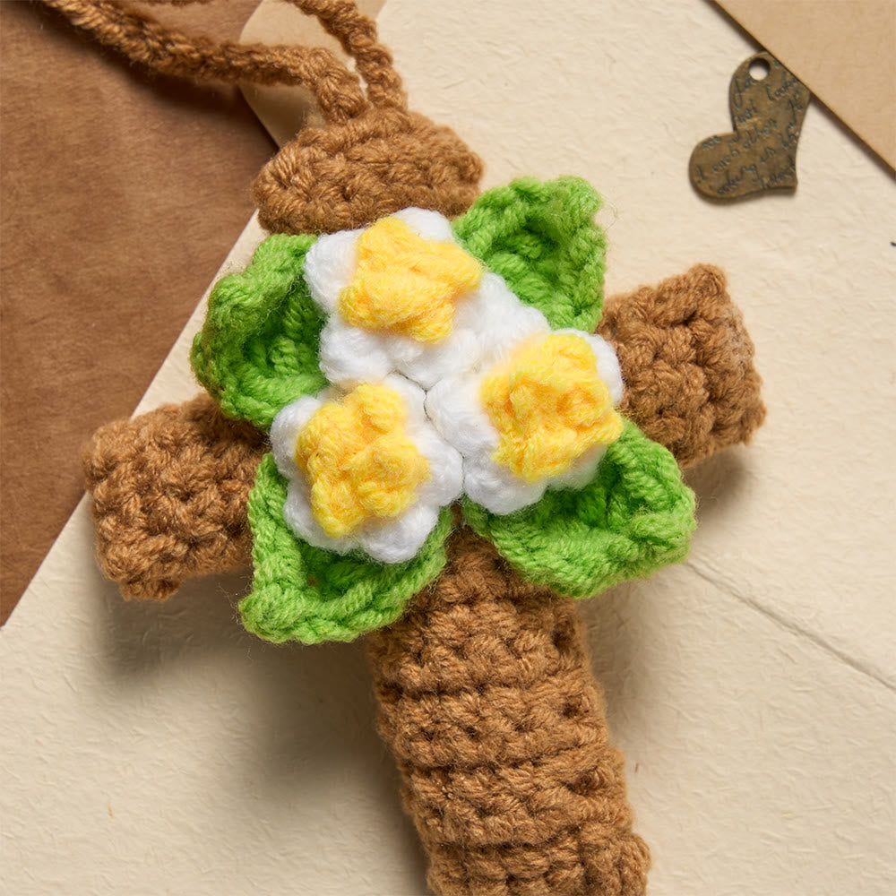 FREE Today: Crocheted Cross Car Charm with Inspirational Bible Verse Discs: A Reminder of Divine Grace - image 1