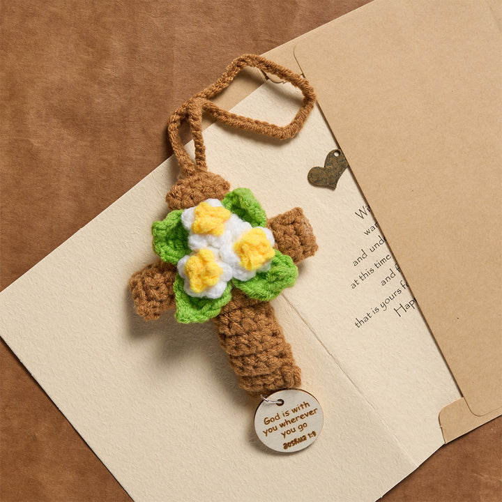 Christianartworkshop Crocheted Cross Car Charm with Inspirational Bible Verse Discs: A Reminder of Divine Grace - image 9