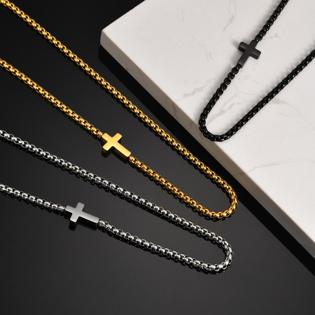 FREE Today: Sleek Stainless Steel Cross Necklace with Sideways Pendant: A Reminder of Divine Grace - image 1