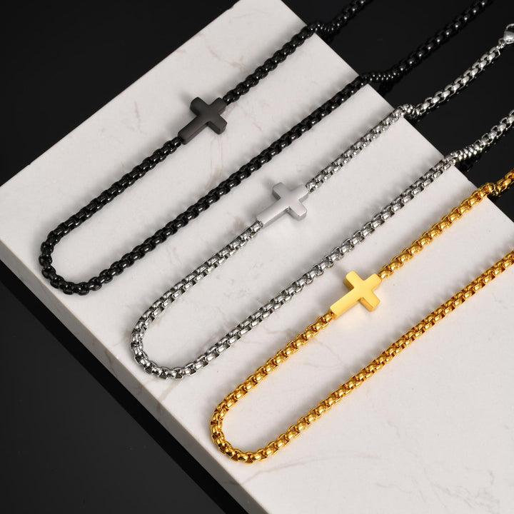 FREE Today: Sleek Stainless Steel Cross Necklace with Sideways Pendant: A Reminder of Divine Grace - image 0
