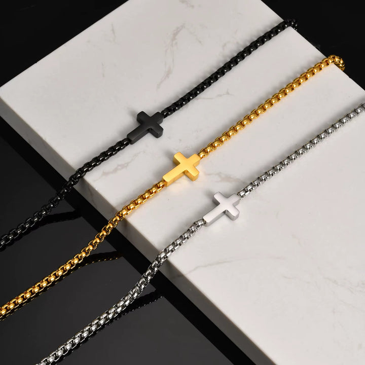 FREE Today: Sleek Stainless Steel Cross Necklace with Sideways Pendant: A Reminder of Divine Grace - image 2
