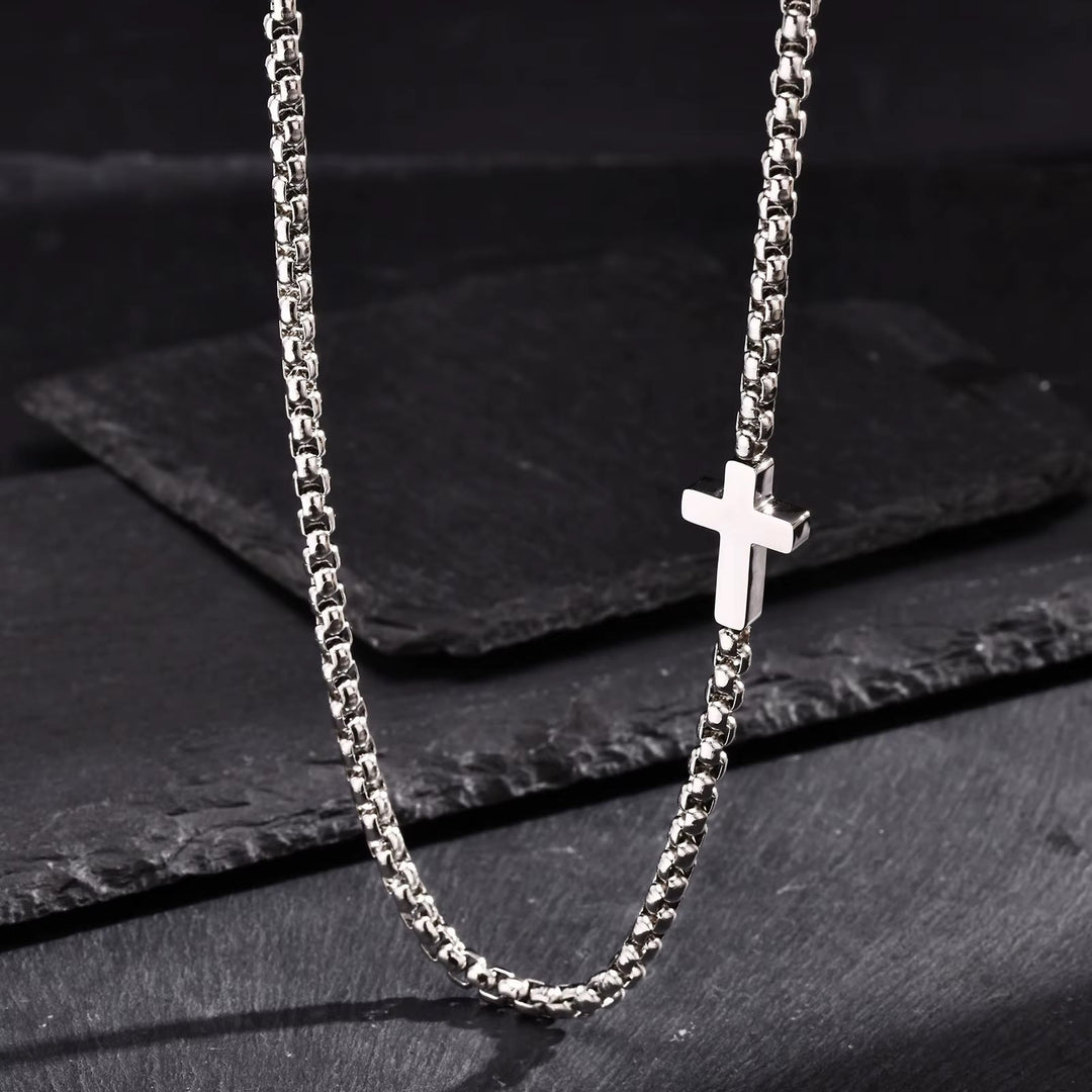 FREE Today: Sleek Stainless Steel Cross Necklace with Sideways Pendant: A Reminder of Divine Grace - Silver - image 5