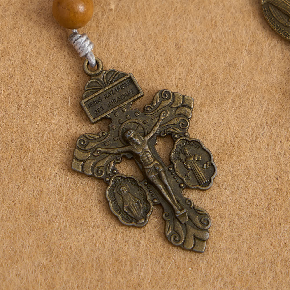 Christianartworkshop Deep Purple Maple Wood & Peachwood Rosary with Miraculous Medal for Peaceful Guard - image 7