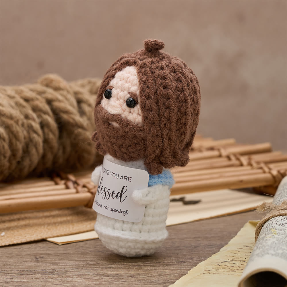Christianartworkshop Crochet Jesus Doll with Blessing Card: Emblem of Divine Affirmation & Comfort - image 2