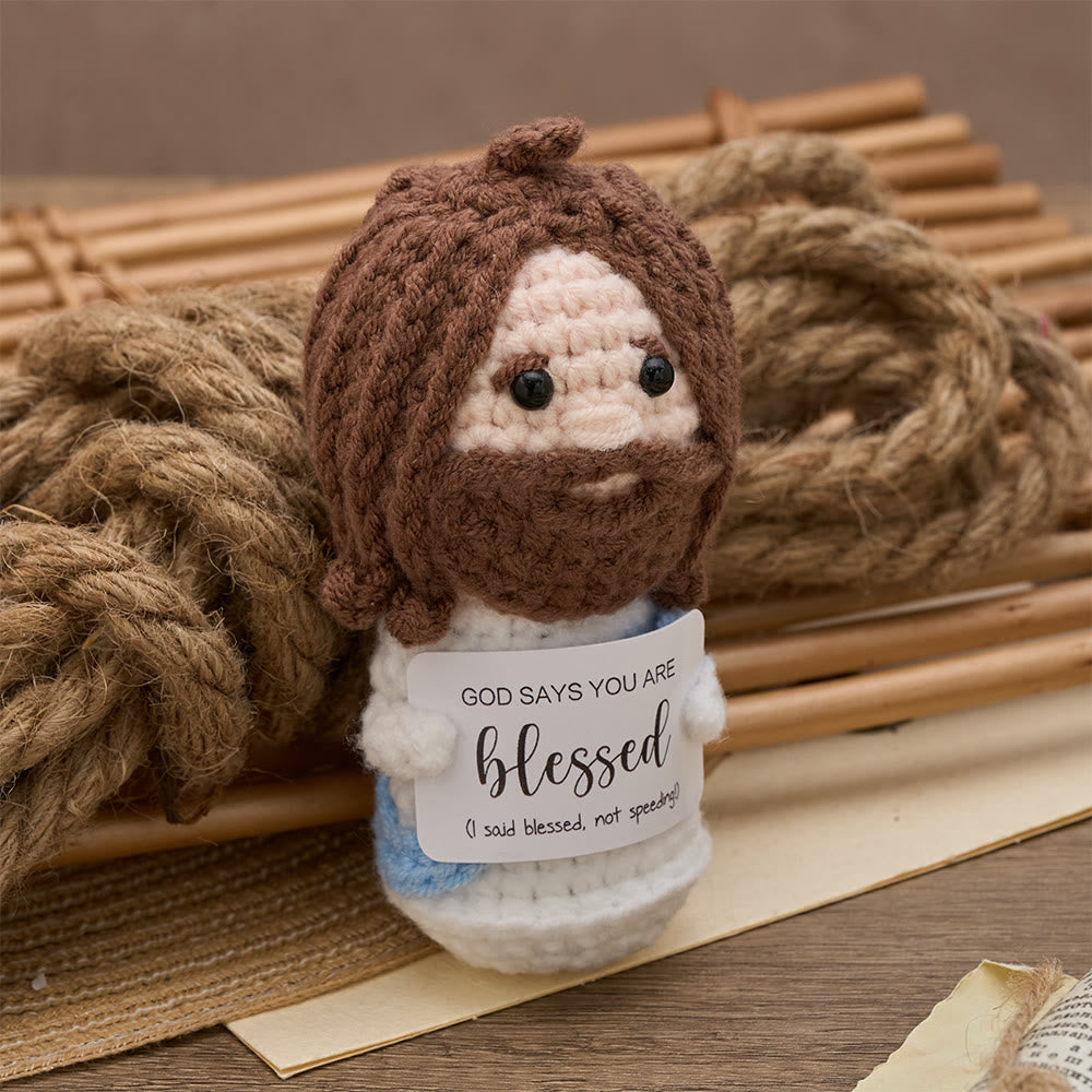 Christianartworkshop Crochet Jesus Doll with Blessing Card: Emblem of Divine Affirmation & Comfort - Jesus - image 0