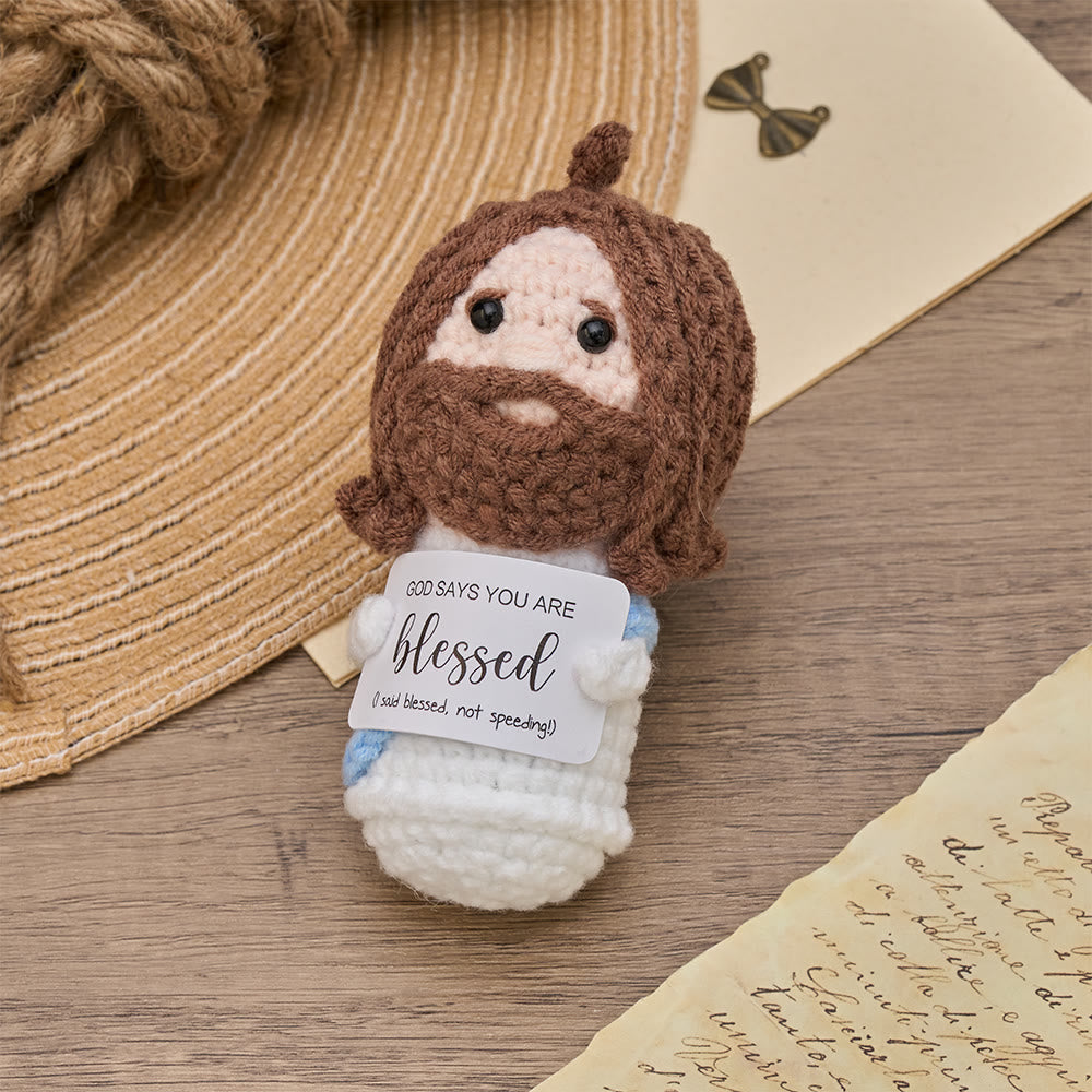 Christianartworkshop Crochet Jesus Doll with Blessing Card: Emblem of Divine Affirmation & Comfort - image 1