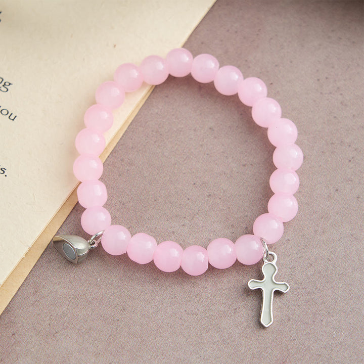 Christianartworkshop Glowing Cross Matching Beaded Bracelets with Magnetic Heart Clasp: A Symbol of United Faith & Shared Love - image 17