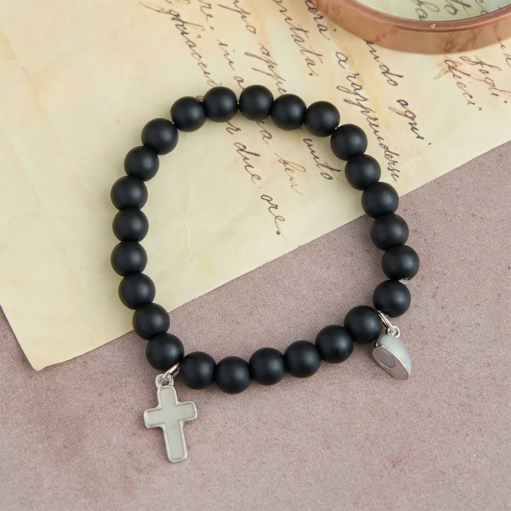 Christianartworkshop Glowing Cross Matching Beaded Bracelets with Magnetic Heart Clasp: A Symbol of United Faith & Shared Love - image 6