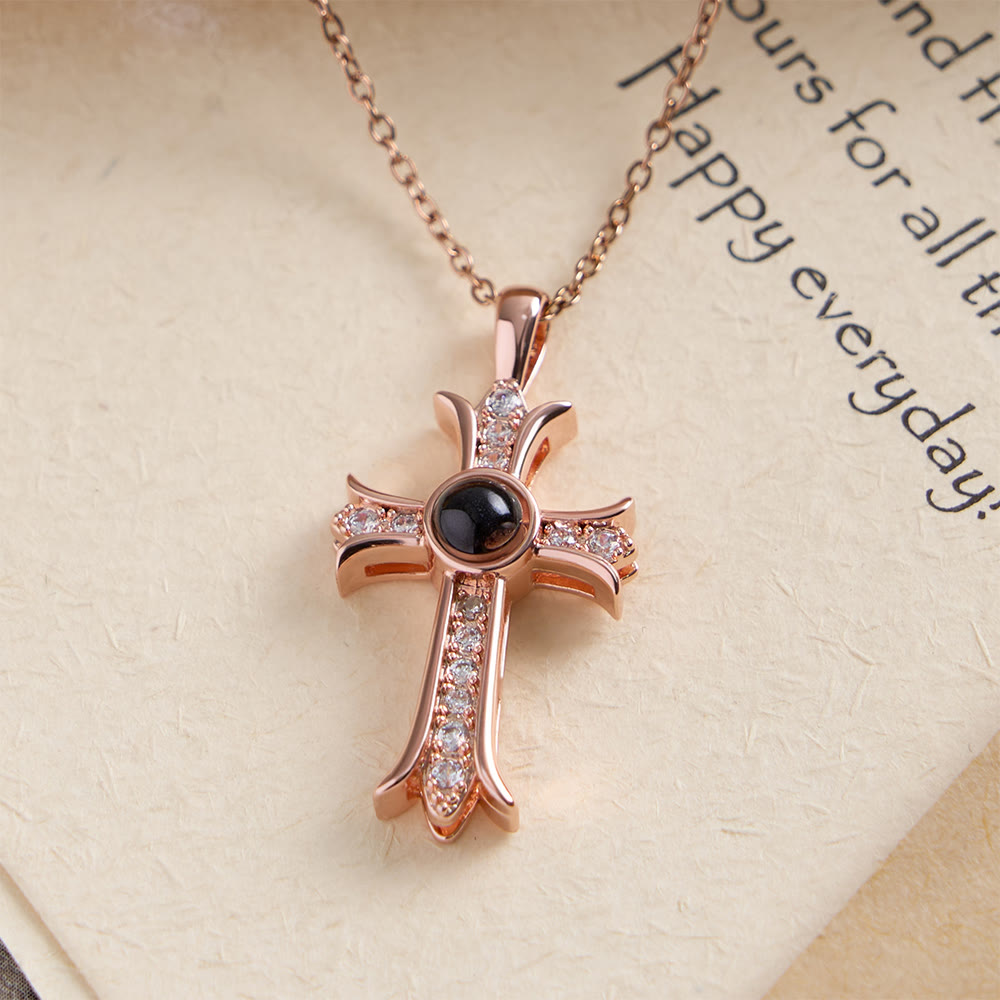 Christianartworkshop Crystal-Encrusted Cross Necklace with Black Center Stone: A Symbol of Divine Light & Timeless Faith - image 4