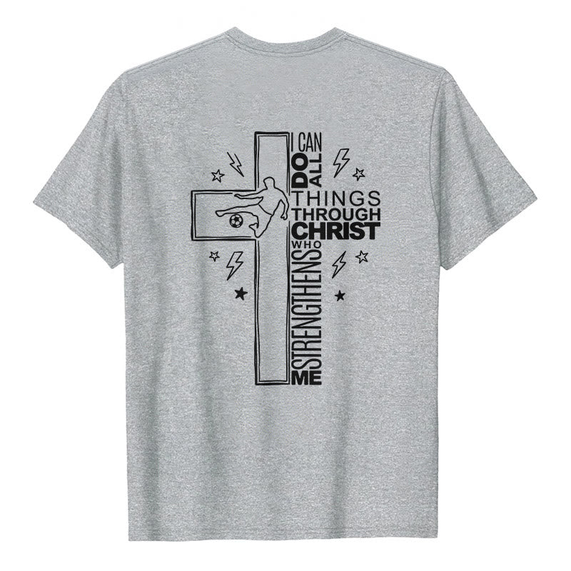 Christianartworkshop Philippians 4:13 Soccer Cross Premium Short Sleeve T-Shirt - image 2