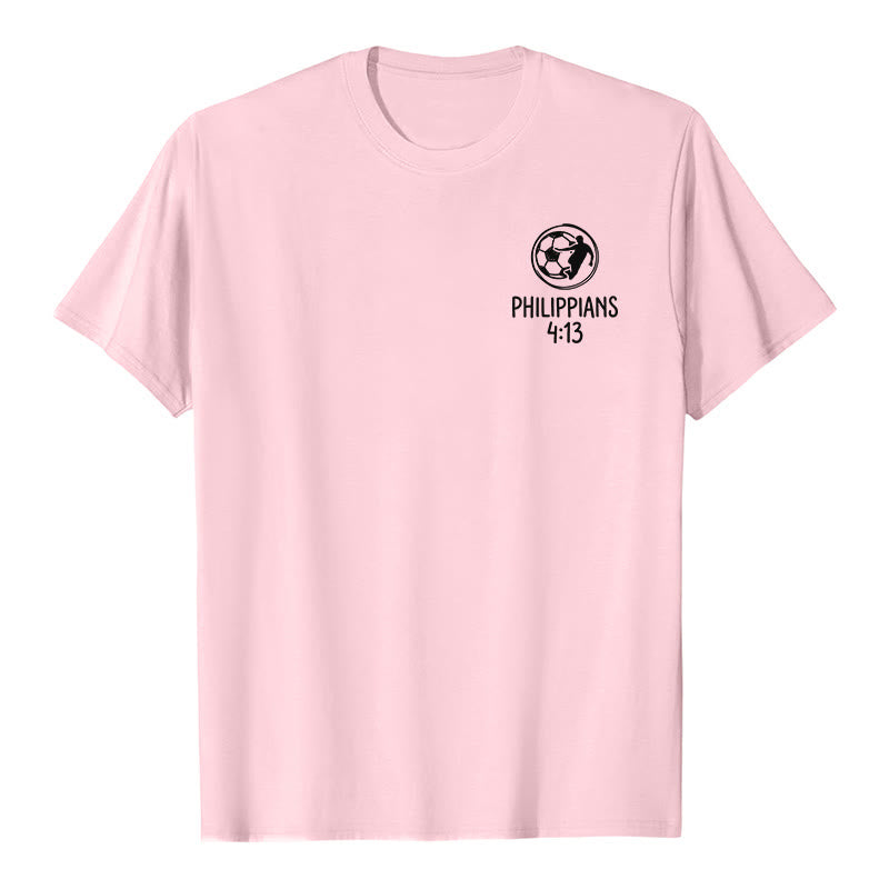 Christianartworkshop Philippians 4:13 Soccer Cross Premium Short Sleeve T-Shirt - image 10