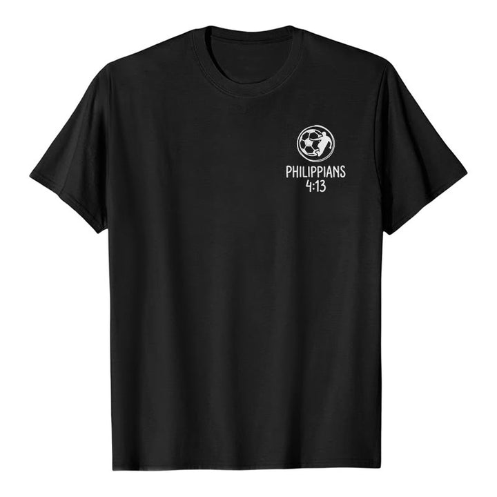 Christianartworkshop Philippians 4:13 Soccer Cross Premium Short Sleeve T-Shirt - image 4