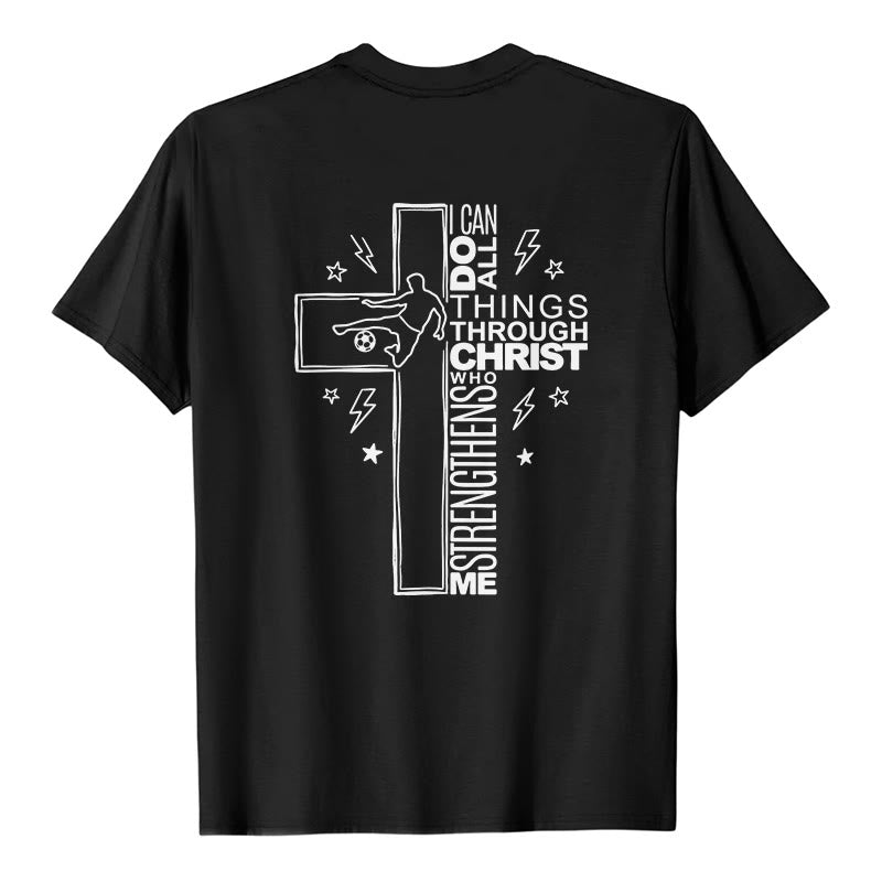 Christianartworkshop Philippians 4:13 Soccer Cross Premium Short Sleeve T-Shirt - image 5